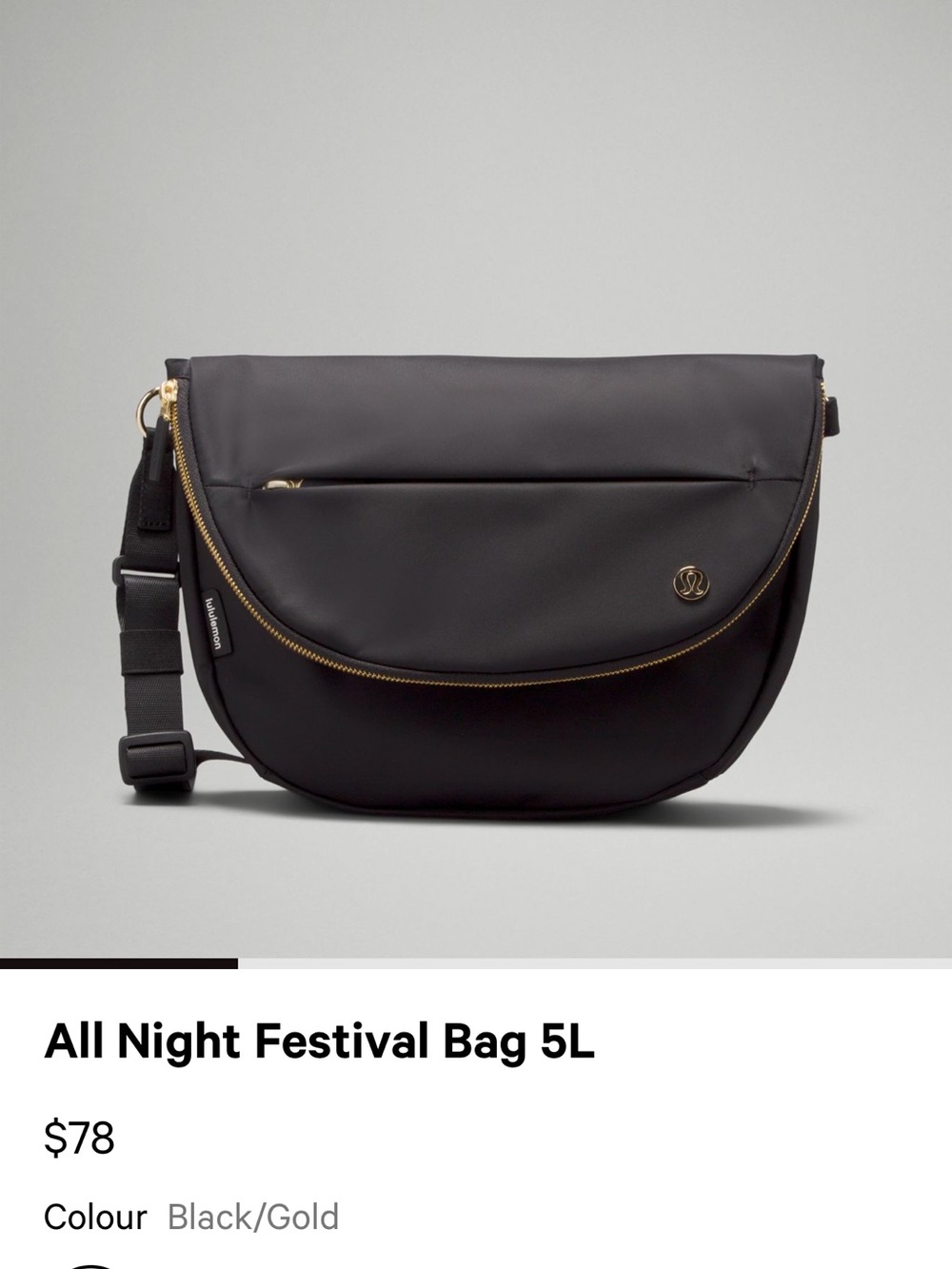 lululemon athletica All Night Festival Bag 5L - Black & Silver